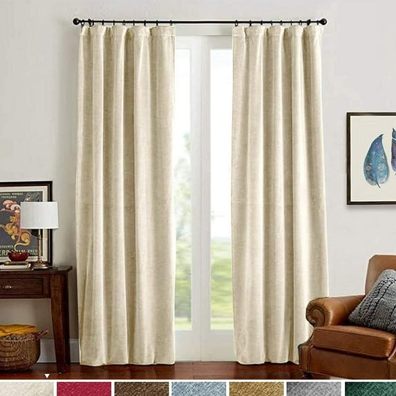 Lazzzy Blackout Velvet Curtains Living Room Darkening Drapes 2 Panels Rod Pocket Thermal Insulated Soft Privacy Window Treatments Beige 52" x 90"