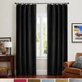 thumbnail image 1 of Lazzzy Blackout Velvet Curtains Living Room Darkening Drapes 2 Panels Rod Pocket Thermal Insulated Soft Privacy Window Treatments Black 52" x 84", 1 of 14