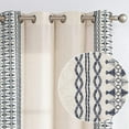thumbnail image 1 of Lazzzy Linen Curtains Bordered Embroidery Boho Curtains for Living Room Bedroom 63 inch Light Filtering Window Drapes Grommet 2 Panels Blue on Beige, 1 of 7