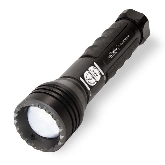 Police Security Twin Power Long Throw 450 Lumens Alkaline Rechargeable Flashlight