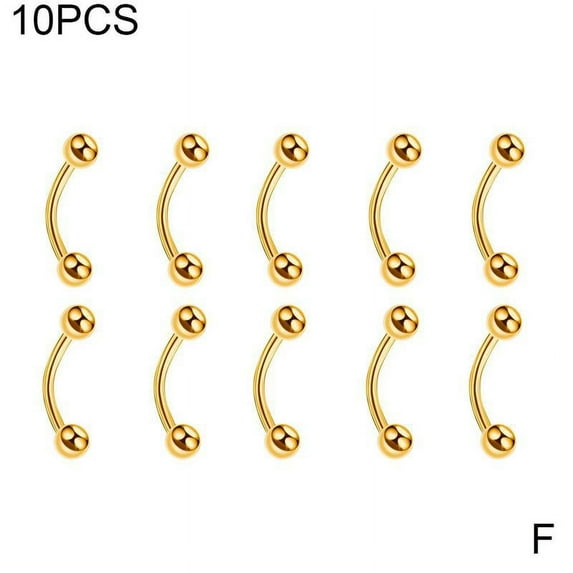 Lbaby 10pcs Eyebrow Piercing Jewellery Stainless Steel Curved Helix Cone Lip Tragus Bars Cartilage Piercing Body Jewelry for Women F5C1
