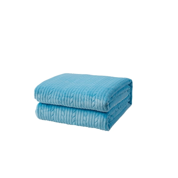 Blue Embossed Throw Blanket 50X60 100% Polyester
