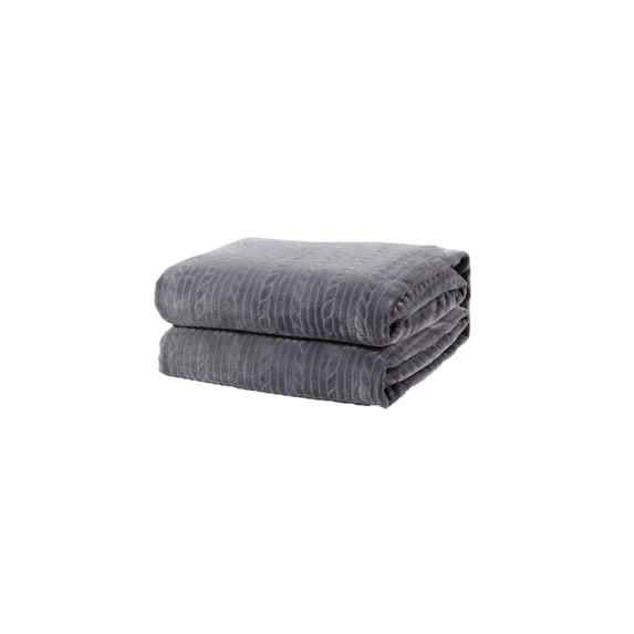 Grey Embossed Twin Blanket 60X80 100% Polyester