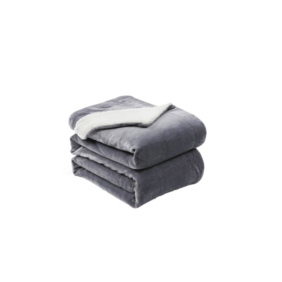 Grey Sherpa Throw Blanket 50X60 100% Polyester