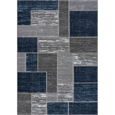 L'Baiet Verena Geometric Area Rug Blue Grey 2' x 3' Small Throw Rugs Carpet for Living Room, Bedroom, Dining Table, Office, Hallway, Foyer | Neutral Colorful Modern Abstract Home Decor