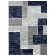 L'Baiet Verena Geometric Area Rug Blue Grey 2' x 3' Small Throw Rugs Carpet for Living Room, Bedroom, Dining Table, Office, Hallway, Foyer | Neutral Colorful Modern Abstract Home Decor