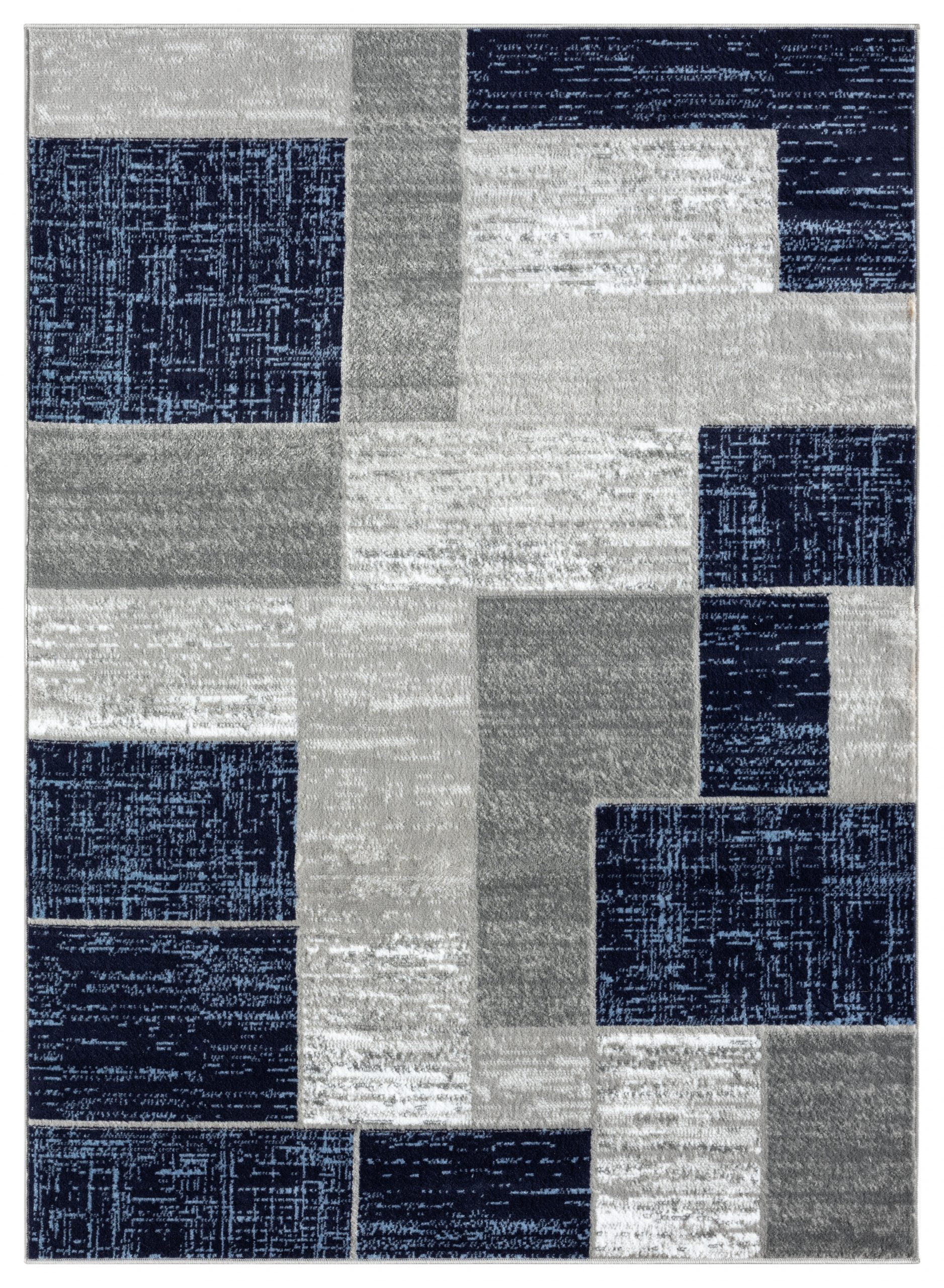 L'Baiet Verena Geometric Area Rug Blue Grey 8' x 10' Large Area Rugs Carpet for Living Room, Bedroom, Dining Table, Office, Hallway, Foyer | Neutral Colorful Modern Abstract Home Decor