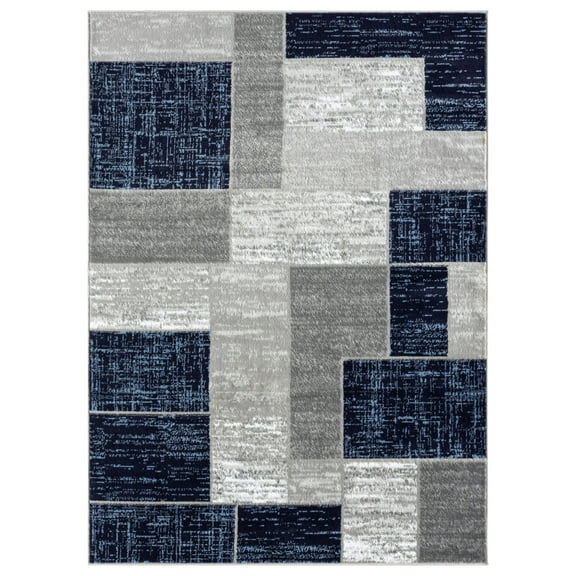 L'Baiet Verena Geometric Area Rug Blue Grey 8' x 10' Large Area Rugs Carpet for Living Room, Bedroom, Dining Table, Office, Hallway, Foyer | Neutral Colorful Modern Abstract Home Decor
