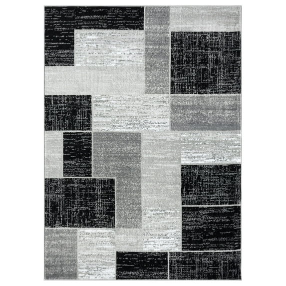 L'Baiet Verena Geometric Area Rug Black Grey 5' x 7' Medium Area Rugs Carpet for Living Room, Bedroom, Dining Table, Office, Hallway, Foyer | Neutral Colorful Modern Abstract Home Decor