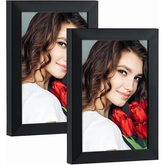 Lbecua 4X6 Black Picture Frames Set Of 2 Wood With Hd Plexiglass Display