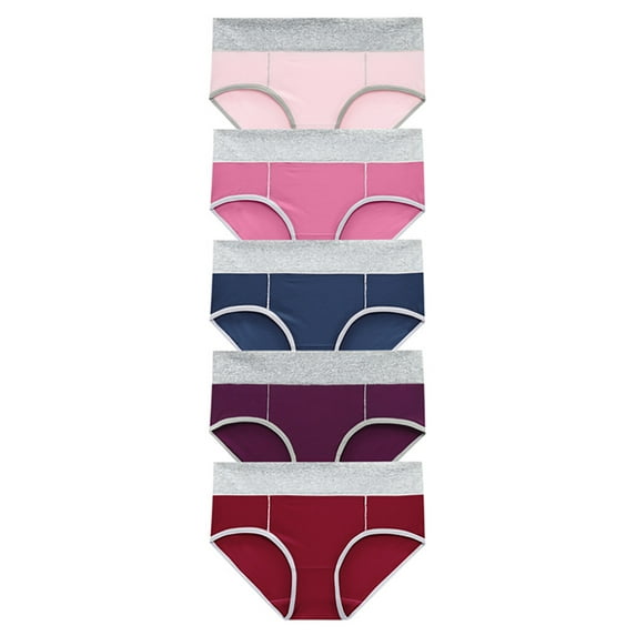LbsKUS 5 Pack of Briefs for Women, Lounge Sport Underwear, Comfort Breathable Cotton Blend Panties, High Waist Stretch Brief(4X-Large,Multicolor)