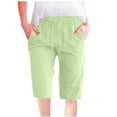 thumbnail image 1 of LbsKUS Bermuda Shorts for Womens Cotton Linen knee Length Pant Elatic Waisted Drawstring Workout Lounge Short with Pockets Summer Beach Shorts,Green,XL, 1 of 5