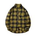 thumbnail image 1 of LbsKUS Big and Tall Shirt for Men Long Sleeve Men's Flannel Jackets Plaid Lapel Thin Jacket Relaxed Fit Button Down Gingham Shirts with Pocket Fall&nbsp;Deals,Yellow,M, 1 of 4