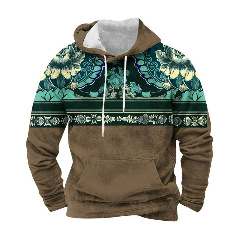 LbsKUS Clearance Deals,Mens Aztec Hoodie Tribal Ethnic Print Long