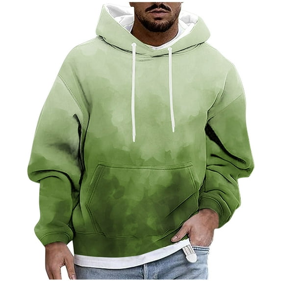 LbsKUS Clearance,Hoodies for Men Fashion Crew Neck Long Sleeve Pullover Shirts with Pocket Printed Drawstring Hooded Sweatshirt Hoodie Mens Hoodies(Army Green,Large)