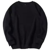 LBSKUS Clearance,Men's Sweatshirt Fleece Pullover Crewneck Sweatshirts Lounging Casual Long Sleeve Sweater Shirts Lightweight Soft Solid Color Clothes(Black,L)