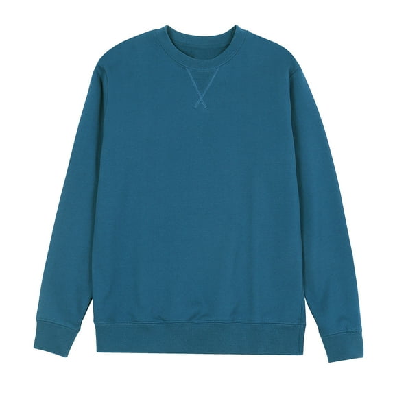 LbsKUS 100% Cotton Swearshirt for Men Long Sleeve Lightweight Pullover Sweaters Lightweight Crewneck Solid Color Sweatshirts for Men,Blue,XXL