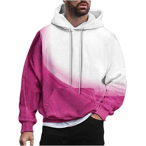LbsKUS Clearance Sale,Mens Sweatshirts Long Sleeve Drawstring Hoodies Pullover Plus Size Gym Workout Hooded Sweatshirt Fall Clothes Hoodie Mens Hoodies(Hot Pink,4X-Large)