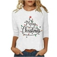 thumbnail image 1 of LbsKUS Clearance Sale,Women's 3/4 Sleeve Shirts Cute Merry Christmas Letter Tops Funny Glitter Christmas Tree Cure Neck T Shirts Pullover Tops Holiday Clothes(White,XL), 1 of 4