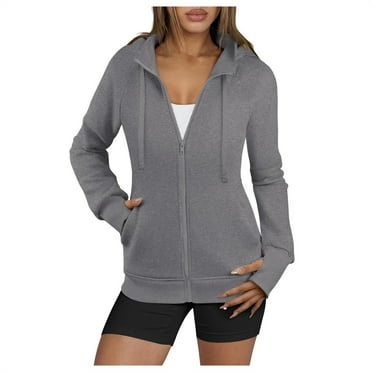 LbsKUS Clearance Sale,Zip Up Hoodies for Womens Oversized Jackets Long Sleeve Hooded Sweatshirts Fall Fashion Outfits Sweaters 2024 Winter Clothes Ribbed Hem with Thumb Hole(Dark Gray,XL)