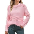 thumbnail image 1 of LbsKUS Clearance,Women's Fall Sweater Loose Fit Casual Crewneck Pullover Shirts Comfy Knit Hollown Sweaters Long Sleeve Cozy Tops(Pink,Medium), 1 of 3