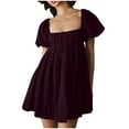 thumbnail image 1 of LbsKUS Deal of The Prime of Day Today Square Neck Mini Dress for Women Lovely Puff Short Sleeve Dress Corset A Line Short Dress Pretty Fairy Dress(Purple,Large), 1 of 9