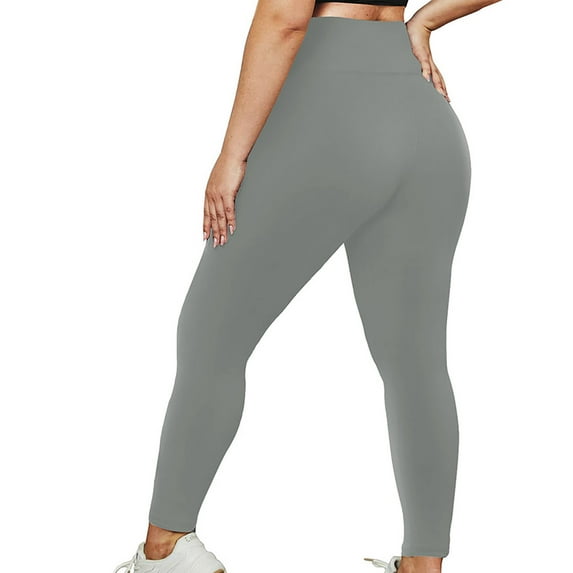 LbsKUS Butt Lifting Yoga Leggings for Women Solid Color Skinny Trousers Ladies Fall Winter Gym Pants Plus Size Yoga Pants(Gray,XXXXL)