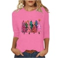 thumbnail image 1 of LbsKUS Cute Christmas Tree Shirts Womens Funny Xmas Gifts Tops 2024 Dressy Casual Crewneck Holiday T Shirts Loose Fit Three Quarter Length Sleeve Blouse(Hot Pink,L), 1 of 4