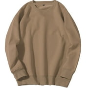 LBSKUS Deals,Men's Sweatshirt Fleece Pullover Crewneck Sweatshirts Lounging Casual Long Sleeve Sweater Shirts Lightweight Soft Solid Color Clothes(Brown,XL)