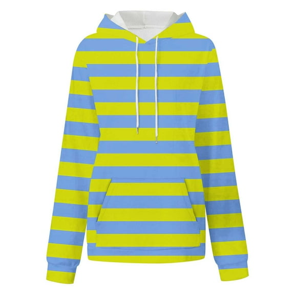 LbsKUS Womens Oversized Sweatshirts Hoodies Color Block Long Sleeve Casual Hoodies Striped Print Drawstring Pullover Top(Green,XX-Large)
