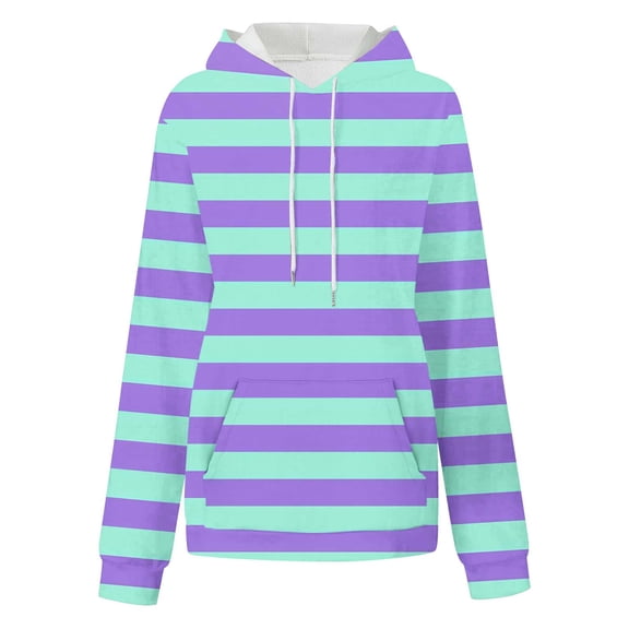 LbsKUS Womens Oversized Sweatshirts Hoodies Color Block Long Sleeve Casual Hoodies Striped Print Drawstring Pullover Top(Purple,XX-Large)