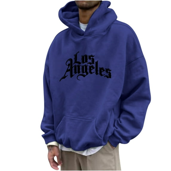 LbsKUS Fall Clearance Deals,Mens Lightweight Hoodies Novelty Long Sleeve Pullover Sweatshirts with Pocket Letter Print Graphic Pullover Tops Hoodie Mens Hoodies(Blue,X-Large)