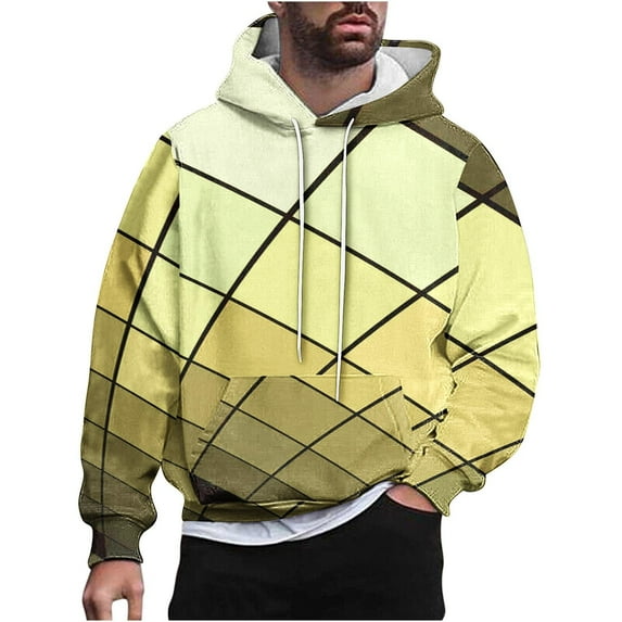 LbsKUS Fall Saving,Hoodies for Men Long Sleeve Casual Pullover Hoodie Print Hooded Sweatshirt Fashion Drawstring Hoodies with Pocket Hoodie Mens Hoodies(Yellow,XX-Large)