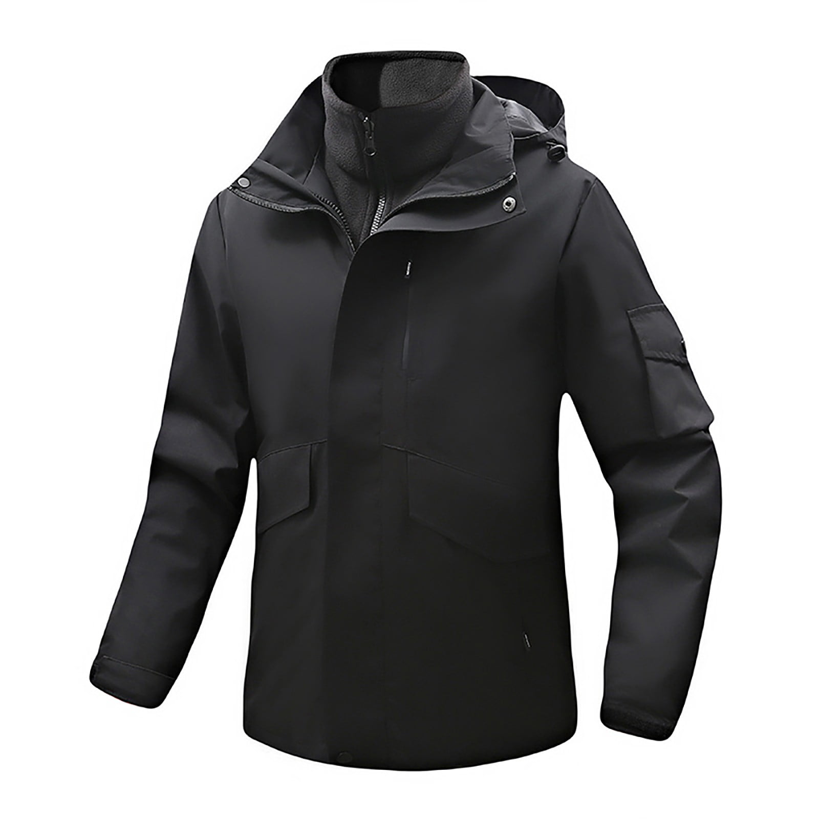 Mens rain jacket with detachable hood hotsell