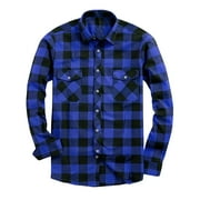 LbsKUS Flannel Plaid Shirt for Men Long Sleeve Shirts Jacket Fall Lightweight Button Down Shirt Business Formal Checked Vintage T Shirt Jackets with 2 Pockets Deals 2024,Blue,XXXL