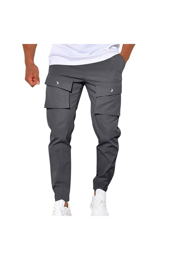 Men's Cargo Pants Ripstop Stretch Combat Pant Running Hiking Sweatpants Workout Tactical Joggers Sweatpants Elastic Waist Drawstring Tapered Pants for Men with Multi Pockets ,Gray,XXXL
