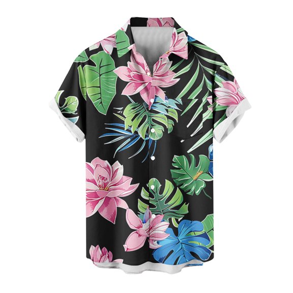 LbsKUS Men's Hawaiian Shirt Summer Stretch Short Sleeve Tropical Beach Button Down Casual Shirt,Multicolor,XXL
