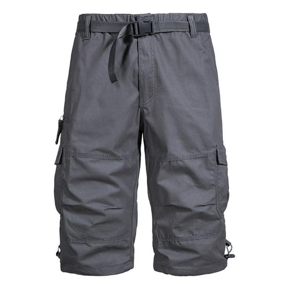 LbsKUS Men's Hiking Shorts Lightweight Quick Dry Cargo Shorts Elastic Waist Cargo Long Shorts Below Knee Length Multi Pocket Shorts Summer Beach Shorts Twill Chino Short,Yellow,XL