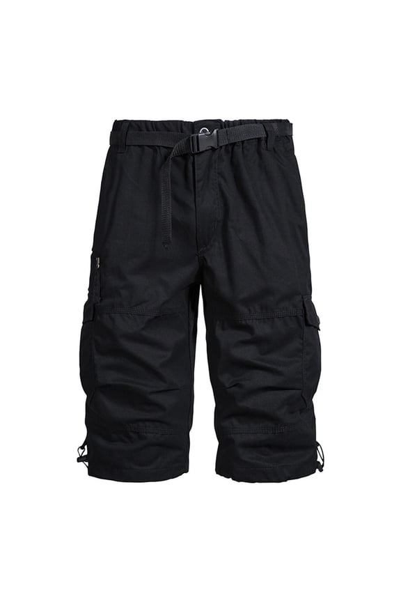 Men's Hiking Shorts Lightweight Quick Dry Cargo Shorts Elastic Waist Cargo Long Shorts Below Knee Length Multi Pocket Shorts Summer Beach Shorts Twill Chino Short,Yellow,XL