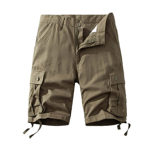 LbsKUS Men's Twill Cargo Shorts Casual Below Knee Capri Shorts Relaxed Fit Multi-Pocket Outdoor Cargo Shorts Wear Lightweight,Yellow,XXL