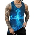 thumbnail image 1 of LbsKUS Mens 3D Graphic Printed T Shirts Summer Casual Christian Religious Tops Fashion Jesus Cross Short Sleeve Muscle Fit Tee Shir,Blue,M, 1 of 5