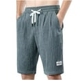 thumbnail image 1 of LbsKUS Mens Causal Shorts Waffle Texture Shorts Summer Linen Shorts Elastic Waisted Drawstring Loose Short Classic Knee Leg Shorts with Pockets,Green,,L, 1 of 2