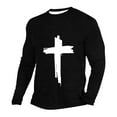 thumbnail image 1 of LbsKUS Mens Long Sleeve T Shirts Cross Print Shirts Loose Fit Crew Neck Tee Shirt Fashion Athletic T-Shirts Sportswear,Black,Large, 1 of 3
