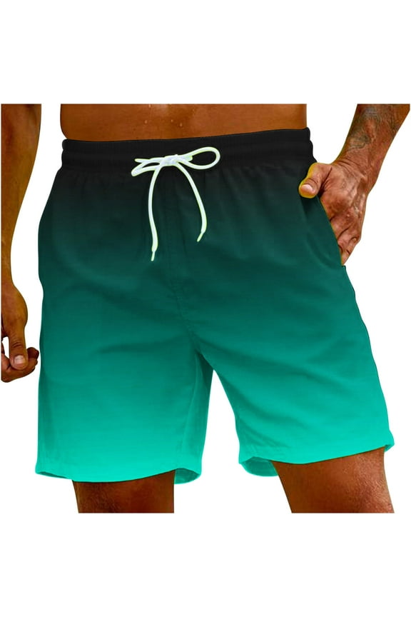 Mens Summer Shorts Causal Ombre Beach Shorts Elastic Drawstring Running Shorts Pants Quick-Dry Lightweight Outdoor Shorts Athletic Hiking Shorts with Pockets,Mint Green,,M