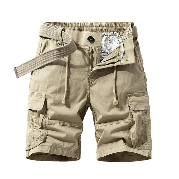 LbsKUS Quick Dry Hiking Shorts Men's Cargo Casual Outdoor Short Stretchy Lightweight Summer Short with Multi Pockets Casual Twill Elastic Pants Trendy Beach Shorts,Khaki,M