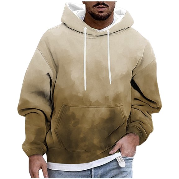LbsKUS Reduced,Hoodies for Men Fashion Crew Neck Long Sleeve Pullover Shirts with Pocket Printed Drawstring Hooded Sweatshirt Hoodie Mens Hoodies(Khaki,Medium)