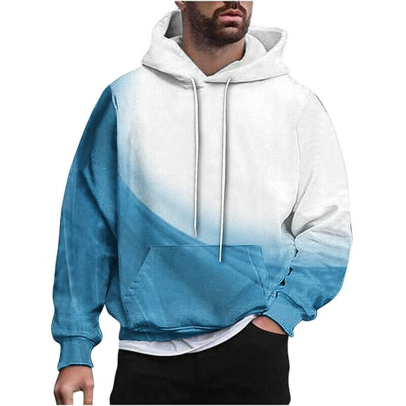 LbsKUS Reduced,Mens Sweatshirts Long Sleeve Drawstring Hoodies Pullover Plus Size Gym Workout Hooded Sweatshirt Fall Clothes Hoodie Mens Hoodies(Blue,Medium)