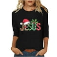 thumbnail image 1 of LbsKUS Reduced,Women's Cute Christmas T Shirts Xmas Tree Tees Funny Santa Hat Graphic Shirt Fashion 3/4 Sleeve Tops 2024 Holiday Crew Neck Blouses(Black,L), 1 of 4