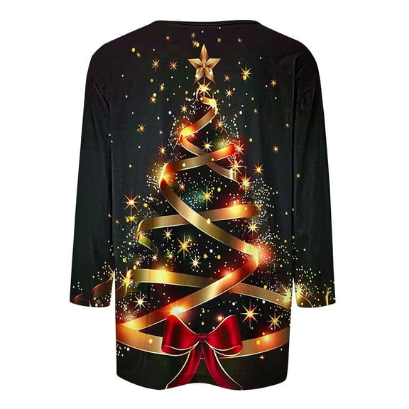 LbsKUS Reduced,Women's Merry Christmas T Shirts 3/4 Sleeve Tops for Women Crewneck Snowflake Holiday Shirts Xmas Tree Graphic Blouse Casual Tunic Tees(Red,XL)