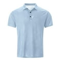 thumbnail image 1 of LbsKUS Ribbed Knit Shirt for Men Short Sleeve Polo Shirts Blend Heather Moisture Wicking Casual Solid Collared Shirts,Blue,M, 1 of 7